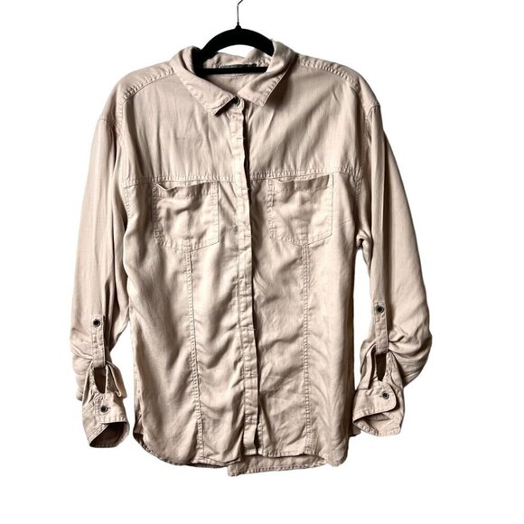 Prana pink button‎ up shirt women’s medium - Picture 1 of 9